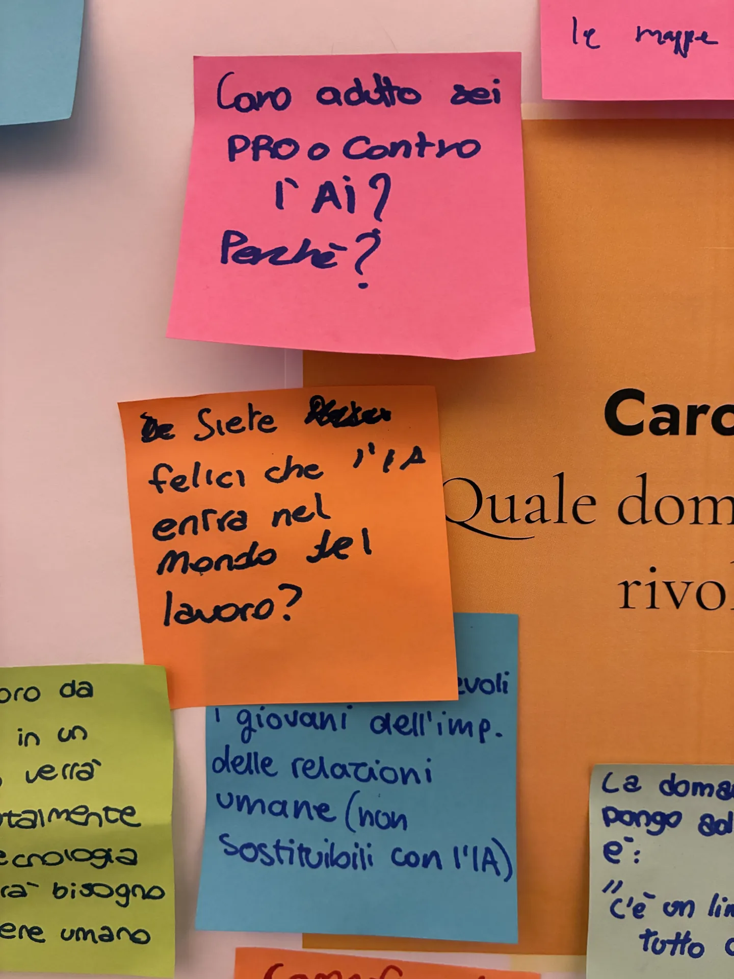 Dettaglio delle domande degli studenti agli adulti sull’ingresso dell’intelligenza artificiale nel mondo del lavoro.